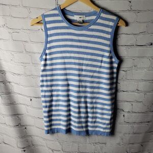 Blue and White Stripped Pow Wow Tank Top‎